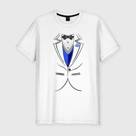 Мужская футболка премиум с принтом Костюм жениха в Белгороде, 92% хлопок, 8% лайкра | приталенный силуэт, круглый вырез ворота, длина до линии бедра, короткий рукав | Тематика изображения на принте: бабочка