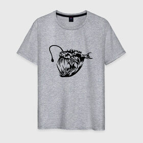 Мужская футболка хлопок с принтом Глубоководная рыба в Белгороде, 100% хлопок | прямой крой, круглый вырез горловины, длина до линии бедер, слегка спущенное плечо. | 