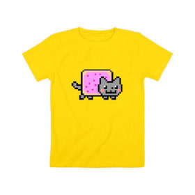 Детская футболка хлопок с принтом NYAN CAT в Белгороде, 100% хлопок | круглый вырез горловины, полуприлегающий силуэт, длина до линии бедер | Тематика изображения на принте: nya nya nyanyan cat | swag | игра