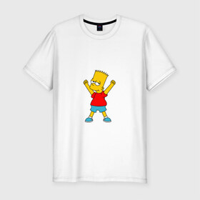 Мужская футболка премиум с принтом Барт в Белгороде, 92% хлопок, 8% лайкра | приталенный силуэт, круглый вырез ворота, длина до линии бедра, короткий рукав | Тематика изображения на принте: bart | simpson
