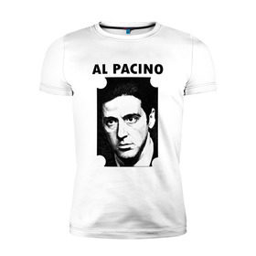 Мужская футболка премиум с принтом Аль Пачино в Белгороде, 92% хлопок, 8% лайкра | приталенный силуэт, круглый вырез ворота, длина до линии бедра, короткий рукав | : кино | al pacino | аль пачино