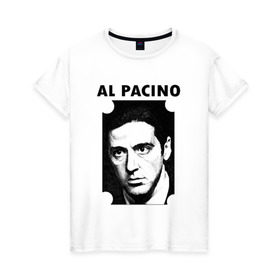 Женская футболка хлопок с принтом Аль Пачино в Белгороде, 100% хлопок | прямой крой, круглый вырез горловины, длина до линии бедер, слегка спущенное плечо | : кино | al pacino | аль пачино