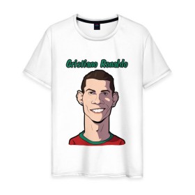 Мужская футболка хлопок с принтом Cristiano Ronaldo в Белгороде, 100% хлопок | прямой крой, круглый вырез горловины, длина до линии бедер, слегка спущенное плечо. | real madrid | ronaldo | роналду | футбол