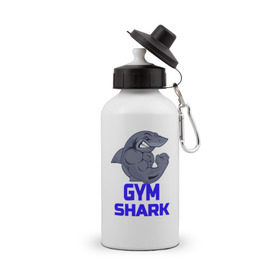 Бутылка спортивная с принтом GymShark в Белгороде, металл | емкость — 500 мл, в комплекте две пластиковые крышки и карабин для крепления | gymshark | gymsharkакула | shark