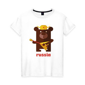 Женская футболка хлопок с принтом Russia в Белгороде, 100% хлопок | прямой крой, круглый вырез горловины, длина до линии бедер, слегка спущенное плечо | russia | российа | я.русский