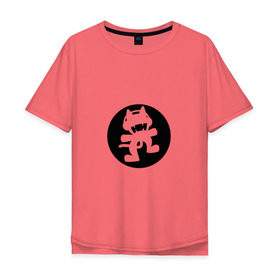 Мужская футболка хлопок Oversize с принтом Black Monstercat в Белгороде, 100% хлопок | свободный крой, круглый ворот, “спинка” длиннее передней части | edm | monstercat | the monstercat official merch.dusbtep