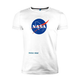 Мужская футболка премиум с принтом Nasa в Белгороде, 92% хлопок, 8% лайкра | приталенный силуэт, круглый вырез ворота, длина до линии бедра, короткий рукав | space nasa galaxy hubble