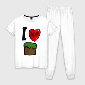 Женская пижама хлопок с принтом Футболка Диллерона в Белгороде, 100% хлопок | брюки и футболка прямого кроя, без карманов, на брюках мягкая резинка на поясе и по низу штанин | игры | мinecraft | майнкрафт