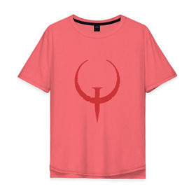 Мужская футболка хлопок Oversize с принтом Quake в Белгороде, 100% хлопок | свободный крой, круглый ворот, “спинка” длиннее передней части | Тематика изображения на принте: .красный | logo | quake | qw | игра