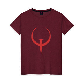 Женская футболка хлопок с принтом Quake в Белгороде, 100% хлопок | прямой крой, круглый вырез горловины, длина до линии бедер, слегка спущенное плечо | .красный | logo | quake | qw | игра