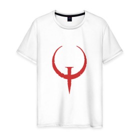 Мужская футболка хлопок с принтом Quake в Белгороде, 100% хлопок | прямой крой, круглый вырез горловины, длина до линии бедер, слегка спущенное плечо. | Тематика изображения на принте: .красный | logo | quake | qw | игра