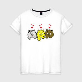 Женская футболка хлопок с принтом Котята в Белгороде, 100% хлопок | прямой крой, круглый вырез горловины, длина до линии бедер, слегка спущенное плечо | 
