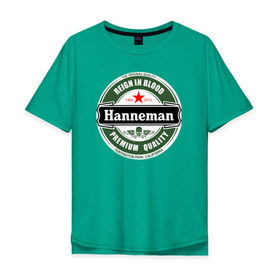 Мужская футболка хлопок Oversize с принтом Hanneman в Белгороде, 100% хлопок | свободный крой, круглый ворот, “спинка” длиннее передней части | Тематика изображения на принте: hannemanhanneman | slayer