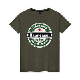 Женская футболка хлопок с принтом Hanneman в Белгороде, 100% хлопок | прямой крой, круглый вырез горловины, длина до линии бедер, слегка спущенное плечо | Тематика изображения на принте: hannemanhanneman | slayer
