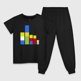 Детская пижама хлопок с принтом Симпсоны кубики в Белгороде, 100% хлопок |  брюки и футболка прямого кроя, без карманов, на брюках мягкая резинка на поясе и по низу штанин
 | the simpsons | барт | гомер | кубики | мардж | симпсоны