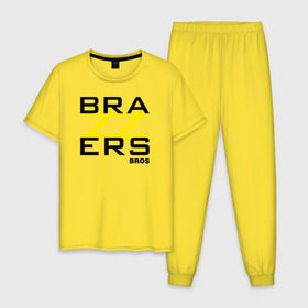 Мужская пижама хлопок с принтом Brazzers Bros в Белгороде, 100% хлопок | брюки и футболка прямого кроя, без карманов, на брюках мягкая резинка на поясе и по низу штанин
 | brazzers