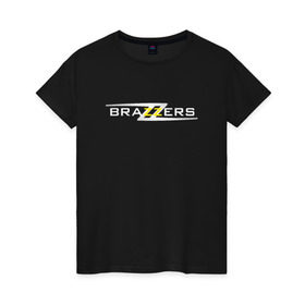 Женская футболка хлопок с принтом Big Brazzers в Белгороде, 100% хлопок | прямой крой, круглый вырез горловины, длина до линии бедер, слегка спущенное плечо | brazzers