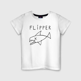 Детская футболка хлопок с принтом Flipper в Белгороде, 100% хлопок | круглый вырез горловины, полуприлегающий силуэт, длина до линии бедер | flipper | kurt | nirvana | курт кобейн | курта кобейна | нирвана