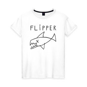 Женская футболка хлопок с принтом Flipper в Белгороде, 100% хлопок | прямой крой, круглый вырез горловины, длина до линии бедер, слегка спущенное плечо | Тематика изображения на принте: flipper | kurt | nirvana | курт кобейн | курта кобейна | нирвана