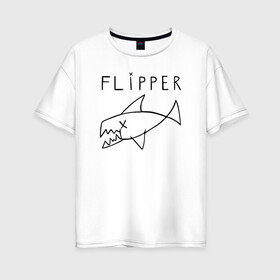 Женская футболка хлопок Oversize с принтом Flipper в Белгороде, 100% хлопок | свободный крой, круглый ворот, спущенный рукав, длина до линии бедер
 | flipper | kurt | nirvana | курт кобейн | курта кобейна | нирвана