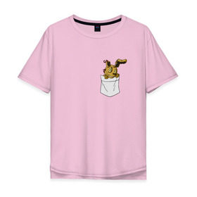 Мужская футболка хлопок Oversize с принтом Springtrap в кармане FNAF в Белгороде, 100% хлопок | свободный крой, круглый ворот, “спинка” длиннее передней части | Тематика изображения на принте: fnaf | springtrap | карман | фнаф