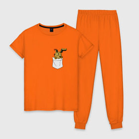 Женская пижама хлопок с принтом Springtrap в кармане FNAF в Белгороде, 100% хлопок | брюки и футболка прямого кроя, без карманов, на брюках мягкая резинка на поясе и по низу штанин | fnaf | springtrap | карман | фнаф