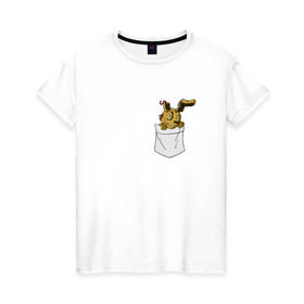 Женская футболка хлопок с принтом Springtrap в кармане FNAF в Белгороде, 100% хлопок | прямой крой, круглый вырез горловины, длина до линии бедер, слегка спущенное плечо | fnaf | springtrap | карман | фнаф