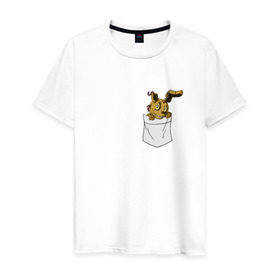 Мужская футболка хлопок с принтом Springtrap в кармане FNAF в Белгороде, 100% хлопок | прямой крой, круглый вырез горловины, длина до линии бедер, слегка спущенное плечо. | Тематика изображения на принте: fnaf | springtrap | карман | фнаф