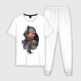 Мужская пижама хлопок с принтом The Witcher 3 в Белгороде, 100% хлопок | брюки и футболка прямого кроя, без карманов, на брюках мягкая резинка на поясе и по низу штанин
 | ведьмак