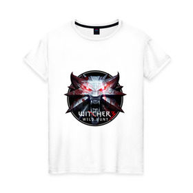 Женская футболка хлопок с принтом The Witcher 3 в Белгороде, 100% хлопок | прямой крой, круглый вырез горловины, длина до линии бедер, слегка спущенное плечо | ведьмак