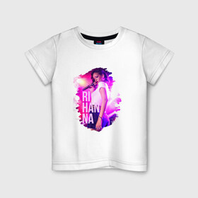 Детская футболка хлопок с принтом Rihanna в Белгороде, 100% хлопок | круглый вырез горловины, полуприлегающий силуэт, длина до линии бедер | 