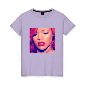 Женская футболка хлопок с принтом Rihanna в Белгороде, 100% хлопок | прямой крой, круглый вырез горловины, длина до линии бедер, слегка спущенное плечо | Тематика изображения на принте: badgirl | rihanna | riri | риана | рианна | рнб