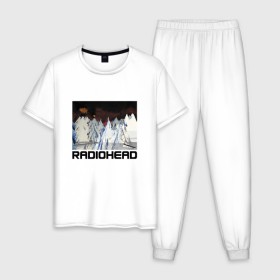 Мужская пижама хлопок с принтом Radiohead в Белгороде, 100% хлопок | брюки и футболка прямого кроя, без карманов, на брюках мягкая резинка на поясе и по низу штанин
 | Тематика изображения на принте: creep | emi | radiohead | rok