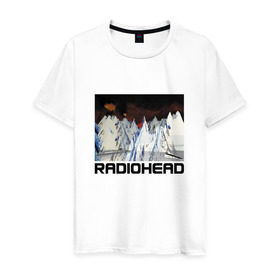 Мужская футболка хлопок с принтом Radiohead в Белгороде, 100% хлопок | прямой крой, круглый вырез горловины, длина до линии бедер, слегка спущенное плечо. | creep | emi | radiohead | rok