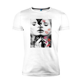 Мужская футболка премиум с принтом Lana Del Rey в Белгороде, 92% хлопок, 8% лайкра | приталенный силуэт, круглый вырез ворота, длина до линии бедра, короткий рукав | interscope | lana del rey | polydor