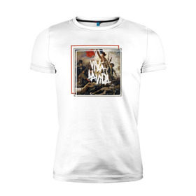 Мужская футболка премиум с принтом Viva La Vida в Белгороде, 92% хлопок, 8% лайкра | приталенный силуэт, круглый вырез ворота, длина до линии бедра, короткий рукав | Тематика изображения на принте: coldplay | ghost stories | mylo xyloto | parachutes