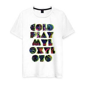 Мужская футболка хлопок с принтом Coldplay в Белгороде, 100% хлопок | прямой крой, круглый вырез горловины, длина до линии бедер, слегка спущенное плечо. | coldplay | ghost stories | mylo xyloto | parachutes