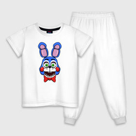 Детская пижама хлопок с принтом Toy Bonnie FNAF в Белгороде, 100% хлопок |  брюки и футболка прямого кроя, без карманов, на брюках мягкая резинка на поясе и по низу штанин
 | Тематика изображения на принте: @ | fnaf | toy bonnie | фнаф