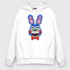 Мужское худи Oversize хлопок с принтом Toy Bonnie FNAF в Белгороде, френч-терри — 70% хлопок, 30% полиэстер. Мягкий теплый начес внутри —100% хлопок | боковые карманы, эластичные манжеты и нижняя кромка, капюшон на магнитной кнопке | Тематика изображения на принте: @ | fnaf | toy bonnie | фнаф