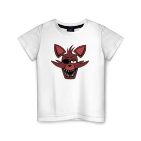 Детская футболка хлопок с принтом Foxy FNAF в Белгороде, 100% хлопок | круглый вырез горловины, полуприлегающий силуэт, длина до линии бедер | 5 ночей с фредди | fnaf | foxy | фнаф