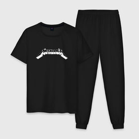 Мужская пижама хлопок с принтом Логотип Metallica (old) в Белгороде, 100% хлопок | брюки и футболка прямого кроя, без карманов, на брюках мягкая резинка на поясе и по низу штанин
 | Тематика изображения на принте: металлика
