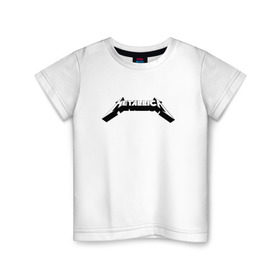 Детская футболка хлопок с принтом Логотип Metallica (old logo) в Белгороде, 100% хлопок | круглый вырез горловины, полуприлегающий силуэт, длина до линии бедер | 