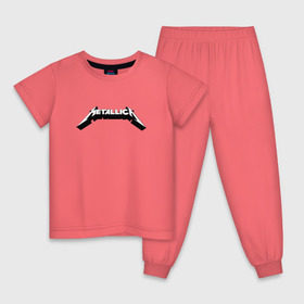 Детская пижама хлопок с принтом Логотип Metallica (old logo) в Белгороде, 100% хлопок |  брюки и футболка прямого кроя, без карманов, на брюках мягкая резинка на поясе и по низу штанин
 | 