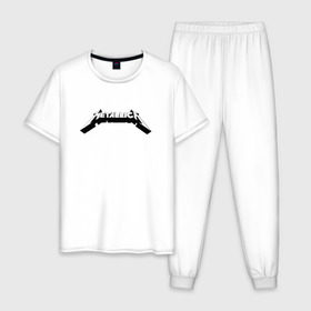 Мужская пижама хлопок с принтом Логотип Metallica (old logo) в Белгороде, 100% хлопок | брюки и футболка прямого кроя, без карманов, на брюках мягкая резинка на поясе и по низу штанин
 | Тематика изображения на принте: 