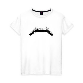 Женская футболка хлопок с принтом Логотип Metallica (old logo) в Белгороде, 100% хлопок | прямой крой, круглый вырез горловины, длина до линии бедер, слегка спущенное плечо | 