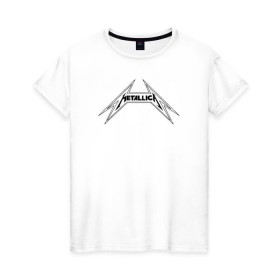 Женская футболка хлопок с принтом Metallica logo (b) в Белгороде, 100% хлопок | прямой крой, круглый вырез горловины, длина до линии бедер, слегка спущенное плечо | металлика