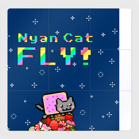 Магнитный плакат 3Х3 с принтом Nyan Cat в Белгороде, Полимерный материал с магнитным слоем | 9 деталей размером 9*9 см | Тематика изображения на принте: 