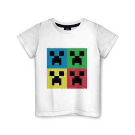 Детская футболка хлопок с принтом Minecraft в Белгороде, 100% хлопок | круглый вырез горловины, полуприлегающий силуэт, длина до линии бедер | Тематика изображения на принте: boom | media | minecraft | игры | компьютерные игры | майнкрафт