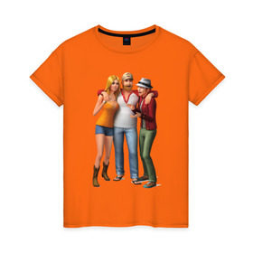 Женская футболка хлопок с принтом Sims компания в Белгороде, 100% хлопок | прямой крой, круглый вырез горловины, длина до линии бедер, слегка спущенное плечо | sims | игра симс | симс | симс 4