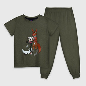 Детская пижама хлопок с принтом Foxy and sister в Белгороде, 100% хлопок |  брюки и футболка прямого кроя, без карманов, на брюках мягкая резинка на поясе и по низу штанин
 | fnaf | фнаф